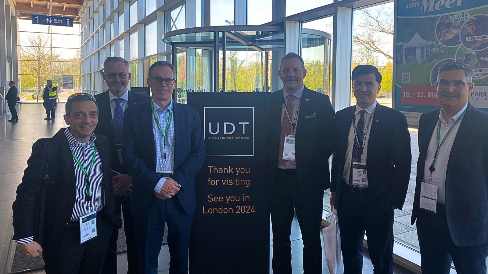 Professor Karl Sammut (Flinders University), Steven Benn (behind, PrioriAnalytica), Stephen Faulkner (front, PMB Defence), David Eyre and Bez Mohammadi (Defence SA), and Claude Messina (PMB Defence)